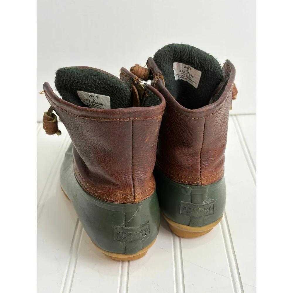 Sperry Top-Sider Duck Boots Brown Green Waterproof Cold‎ Bay Women's 6